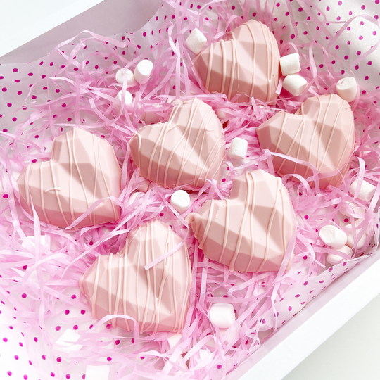 6 Geo Chocolate Hearts | Any Occasion New Baby Congratulations Birthday Thank You Anniversary Celebration Gift Treat Box