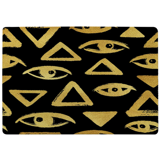 Mansfield Eyes and Pyramids Shaggy Yellow/Black Rug