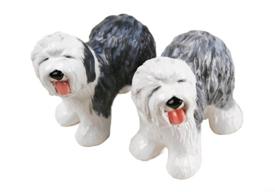 Old English Sheepdog Handmade Cruet Set Mini Grey | 6cm X 9cm