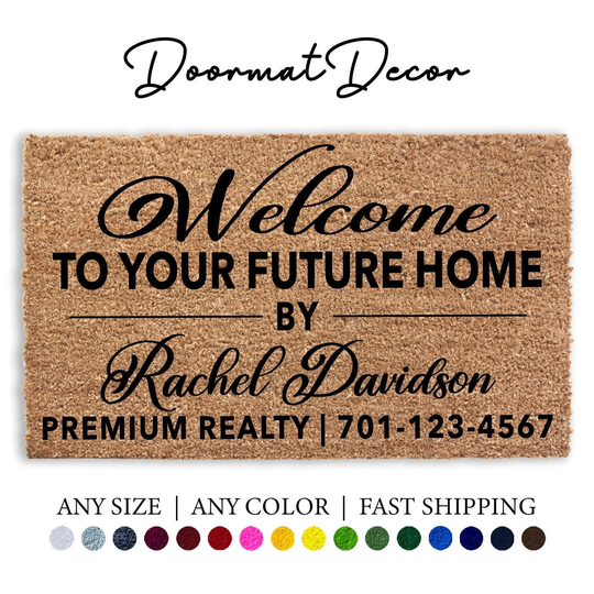 Welcome To Your Future Home Realtor Doormat, Real Estate Agent Client Gift, Outdoor Door Mat, Closing Buyer
