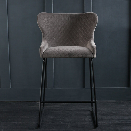 Casino Bar Stool Dark Grey Seat Black Base 66 cm
