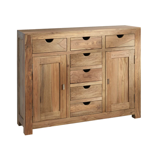 Quinto 140 Cm Wide 7 Drawer Sheesham Solid Wood Highboard