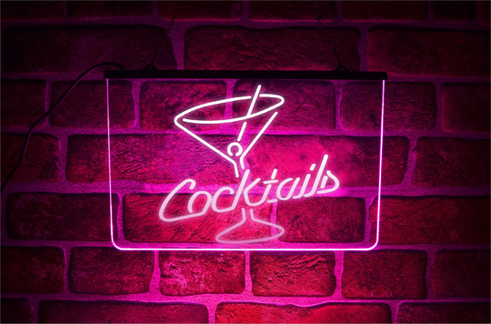 Cocktails Led Neon Light Up Sign | Hanging Wall Display Décor For Home Gin Bar Or Pub