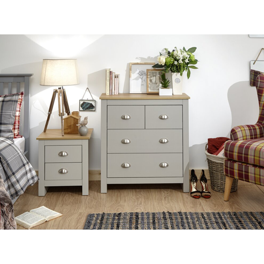 Lancaster Grey & Oak Top 2+2 Drawer Chest