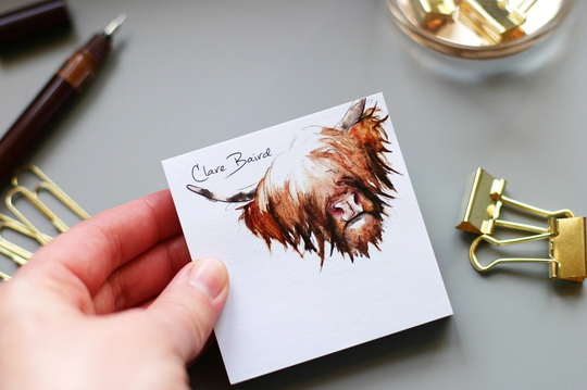 Sticky Notes & Fridge Memo Pad Gift Set | Scottish Highland Cow Animal Gifts Christmas Organising Gift Stocking Fillers