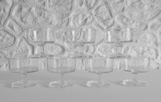7 Clear - Luminarc France Crystal D' Arques Cavalier Champagne Sherbet Desert Bowls Circa 1970
