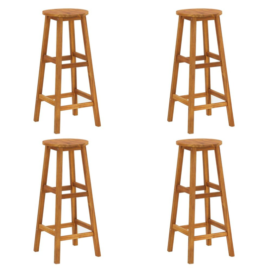 vidaXL 4x Solid Acacia Wood Bar Stools Kitchen Dining Chair Seating Furniture