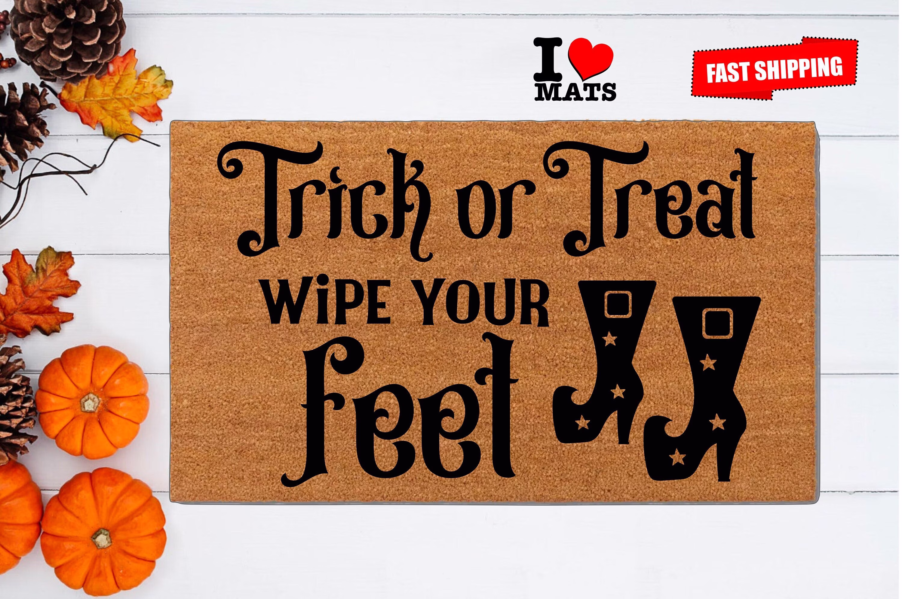 Trick Or Treat Doormat, Wipe Your Feet Witches, Witch Halloween Housewarming Gift, Closing Welcome Doormat