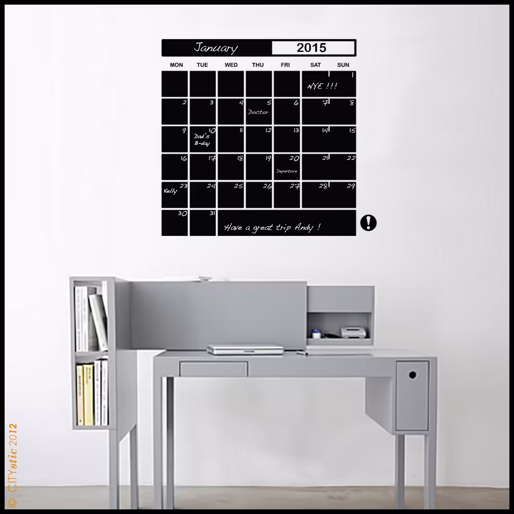 Graphic Wall Decal Month Planner Liquid Chalk Pen Schedule Planning Decal 31 Days & Memo