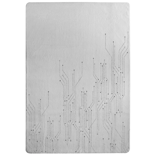 Sullivan Digital Background with Technology Circuit Board Designer Shaggy White Rug