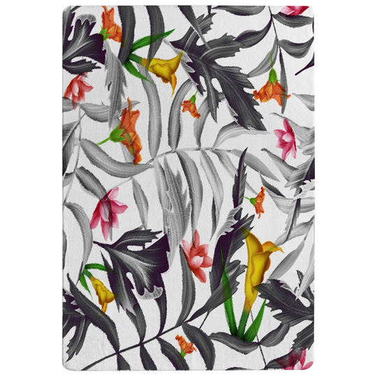 Radford Monochrome Leaves Shaggy Grey/White Rug