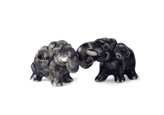 Elephant Handmade Ceramic Cruet Set Mini Grey | 5cm X 8cm, Created Individually. Unique One-Off Pieces. An Original Gift Idea