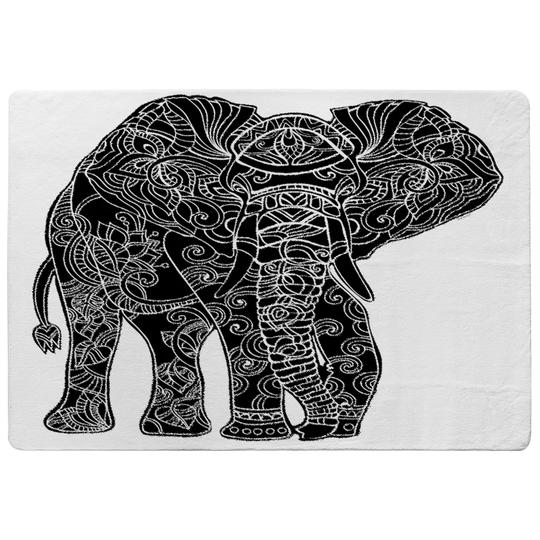 Ordaz Elephant Silhouette Designer Shaggy Black/White Rug