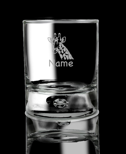 Giraffe Personalised Personalised Whiskey Glass. Hand Etched Gift Bartender.243