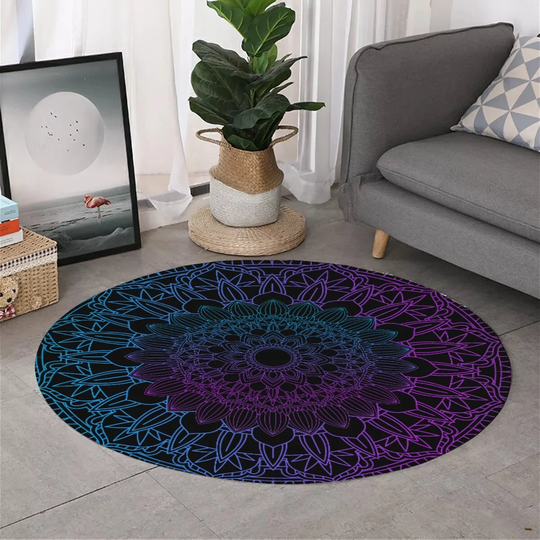 Purple & Blue Mandala Round Area Rug