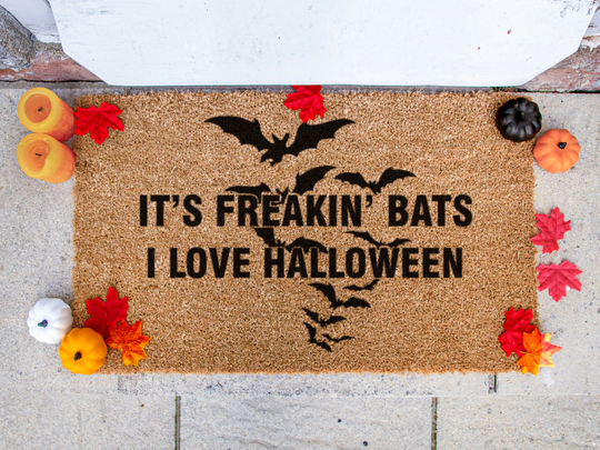 It's Freakin' Bats - Its Freakin I Love Halloween Doormat | Funny Meme Welcome Mat Decor