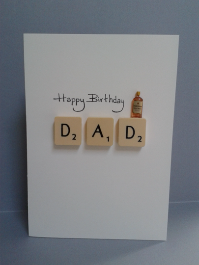 Happy Birthday Any 3 Letter Name Card With Beer Glass/Wine Glass Or Whisky Bottle Embellishment