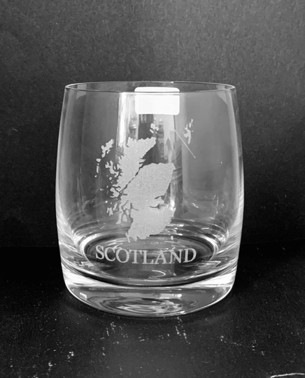 Scotland Map & Scotland Engraved Crystal Whisky Glass Tumbler