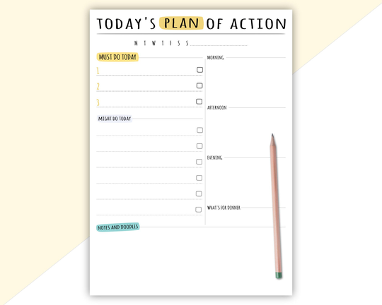 Daily Planner Notepad - Desk Pad To Do List A5, A4 Agenda & Organiser Productivity