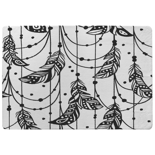 Hopson Hand Drawn Bohemian Chic Style Designer Shaggy White/Black Rug