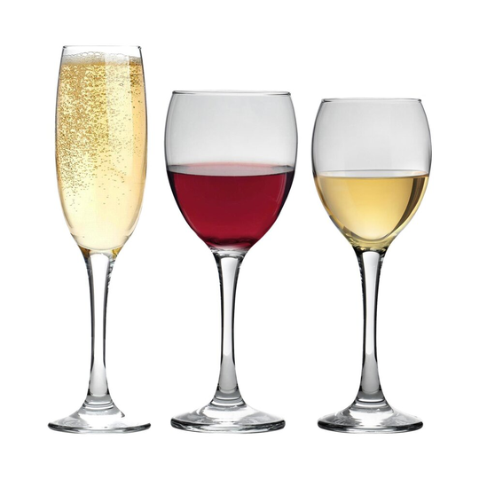 Red & White Wine Glasses & Champagne Flutes, 340ml, 245ml, 220ml - 72 Piece Set