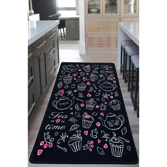 Aderholt Machine Woven Black/Pink Rug