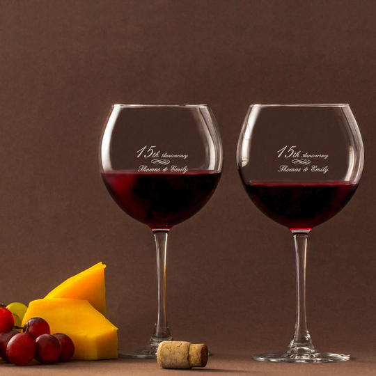 2 Pcs Wine Glass Set With Personalized Lazer Engraved As Gift For Wife. Custom Anniversary Or Christmas Her