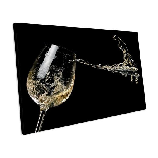 'White Wine Glass Splash Kitchen Drinks' Photograph on Canvas