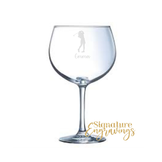 Personalised Female Golf Player Engraved Gin Glass, Football Gift, Lover