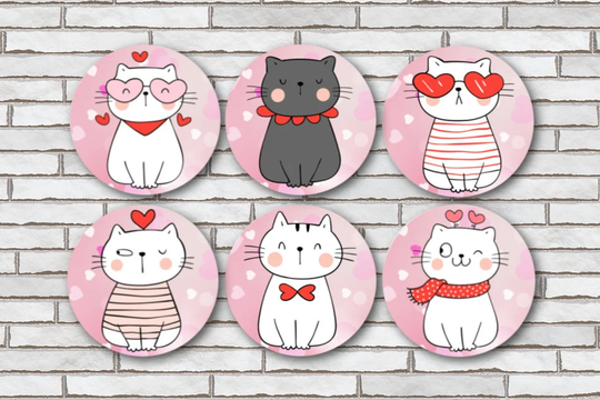 Cool Cat Fridge Magnets, Pinback Buttons Or Scrapbook Flatbacks 1.25
