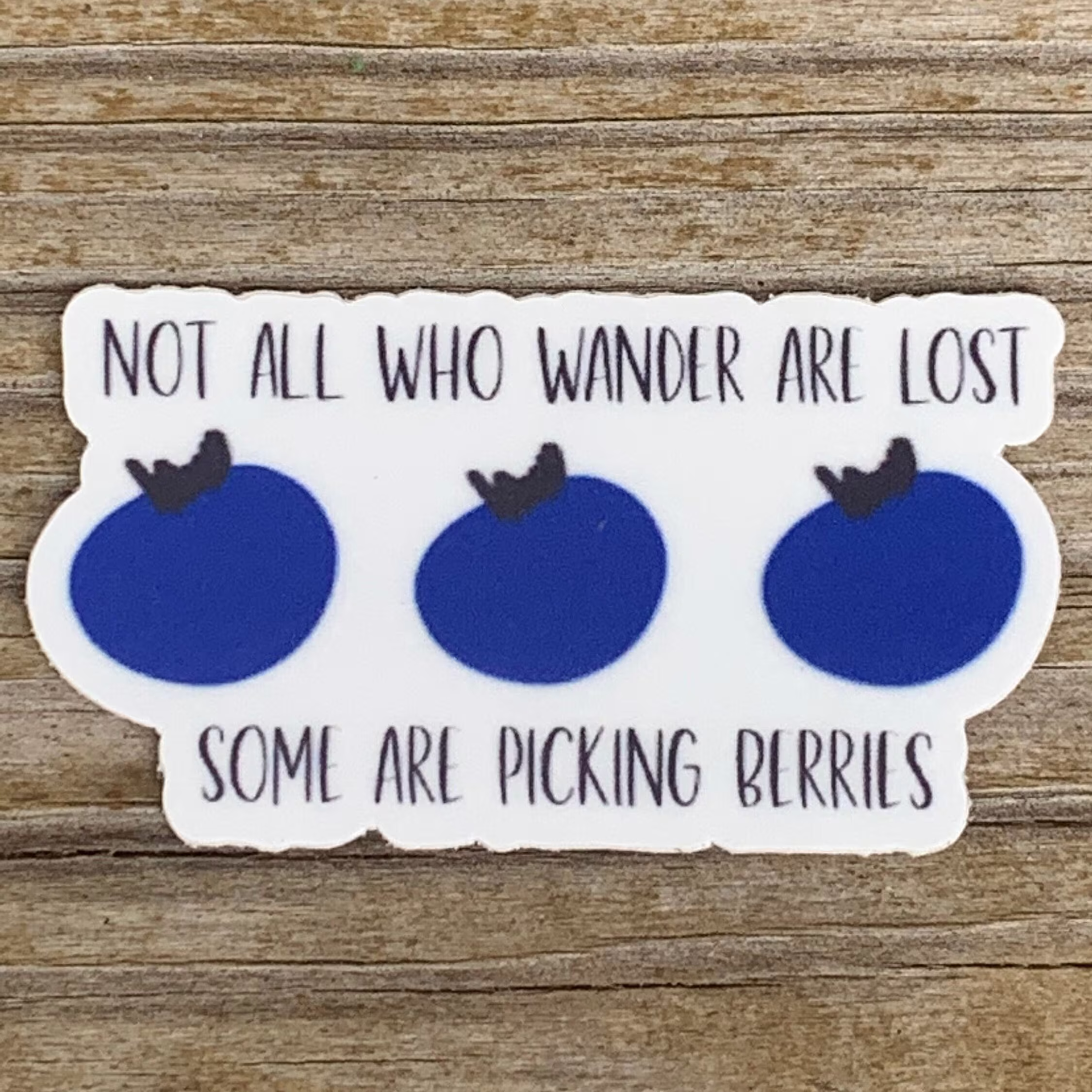 Blueberry Vinyl Magnet | Not All Who Wander Maine Michigan Refrigerator Blueberries Picking Berries Berry