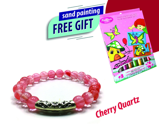 Kids Bracelet, Cherry Quartz 6 Mm Kid's Protection Bracelet, Healing Energy Crystal Jewelry, Kids Gems Bracelet | Sand Painting Gift
