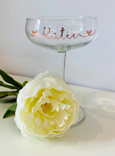 Personalised Bellini Cocktail Glass Rose Gold Gift For Mum, Friend