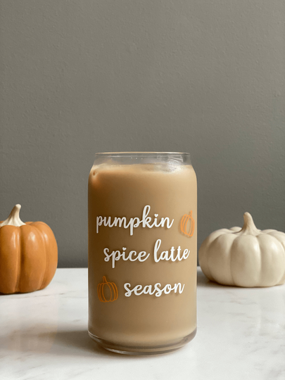 Pumpkin Spice Latte Beer Can Glass, Iced Coffee Fall Glass Cup