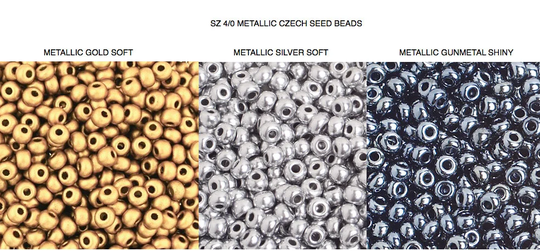 Sz 4/0 Metallic Gold Silver Or Gunmetal Czech Seed Beads, Kumihimo Macrame Friendship Bracelet Jewelry Beads
