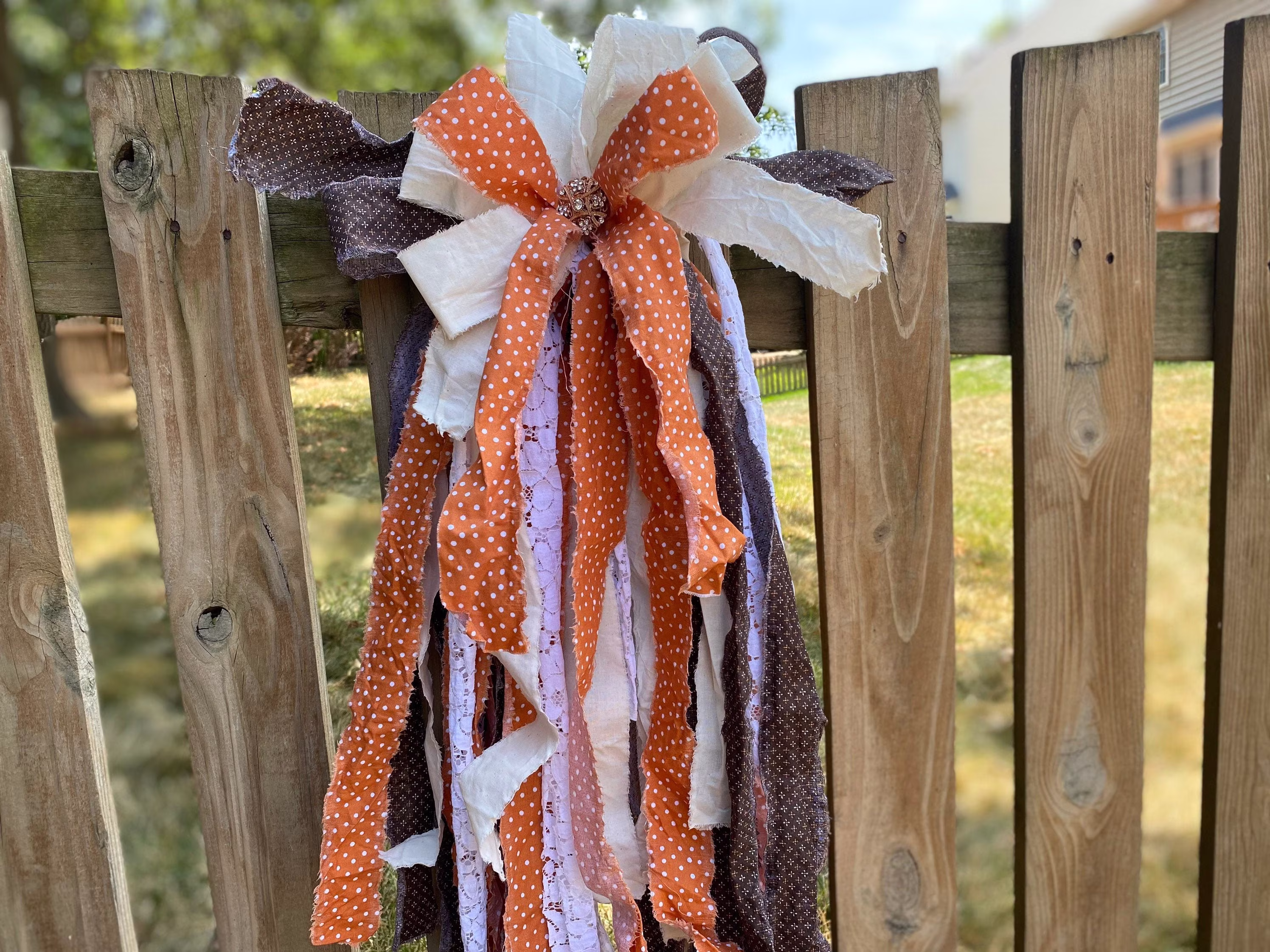 Wreath Attachment, Rag Bow, Modern Farmhouse Decor, Shabby Chic, Wedding Picture Decoration, Wall Decor, Rustic Bow