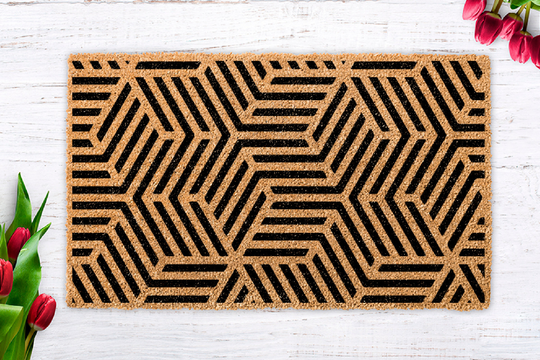 Geometric Rug, Geometric Mat, 2x3, Coir Doormat, Unique Door Coconut Housewarming Gift, Closing New Home Gift