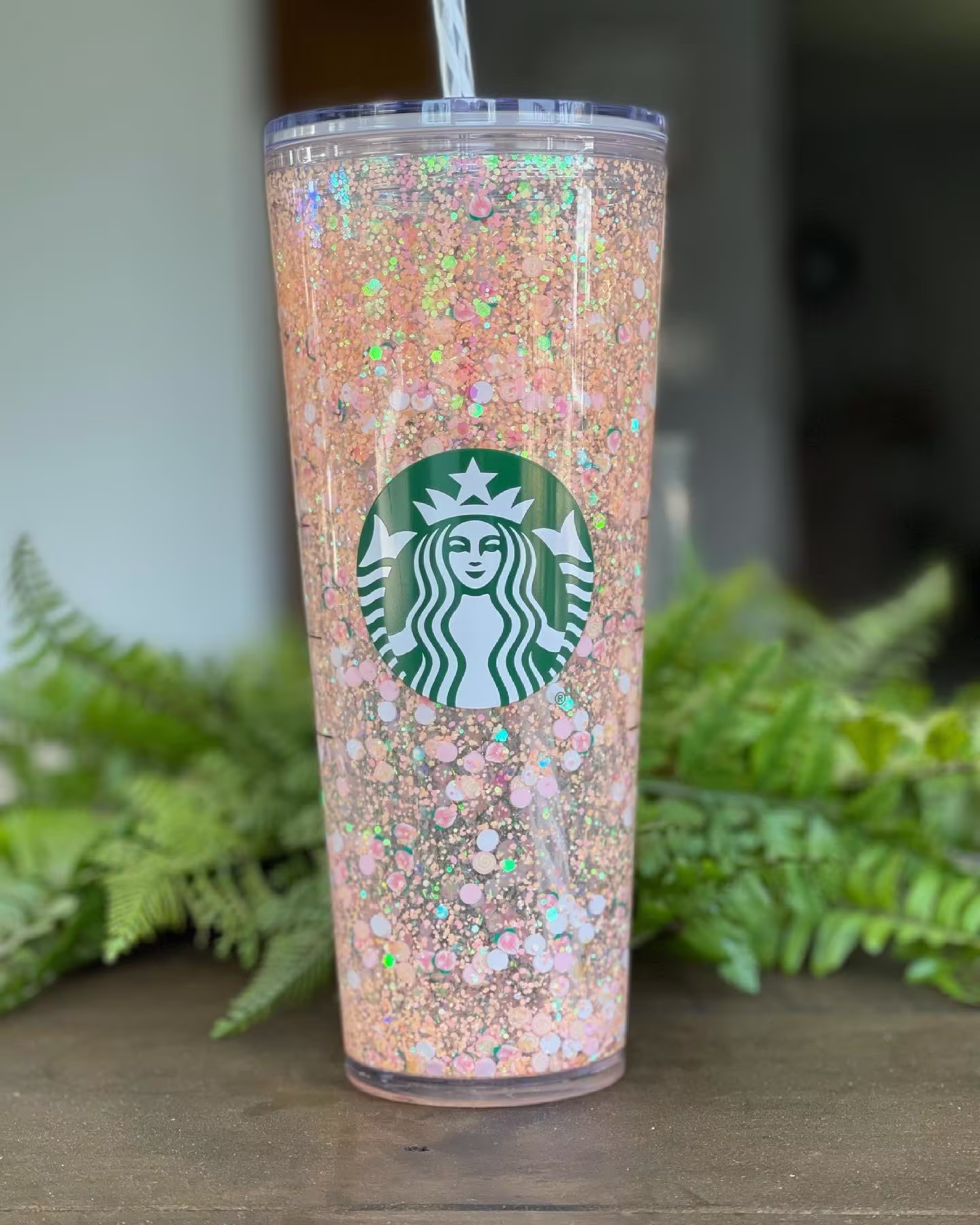 Peaches & Cream Snowglobe Starbucks Tumbler