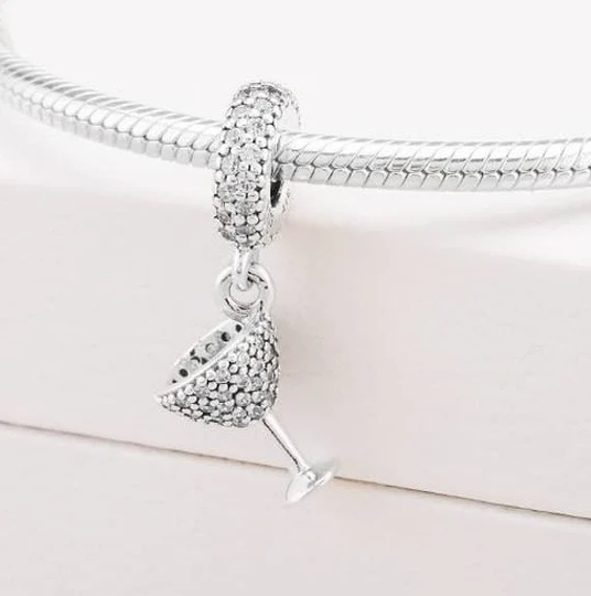 Pandora Night Out Dangle Charm 791535Cz, Dangles, Bracelet Bead S925/Fully Stamped, Pandora Cocktail Charm in Gift Pouch