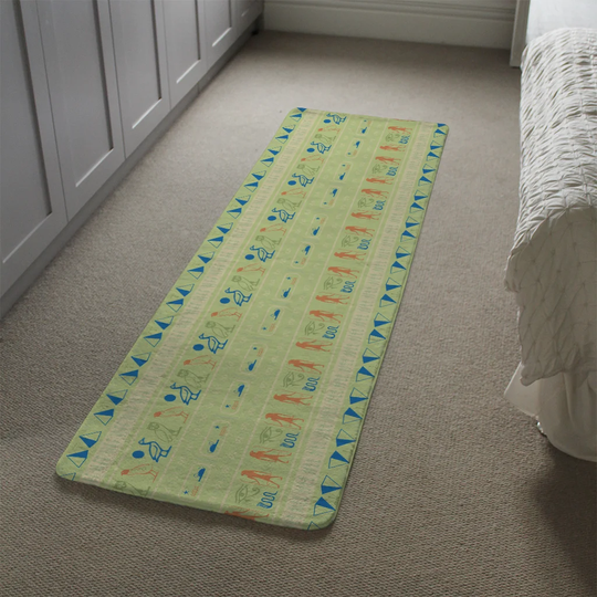 Kimbrell Hieroglyphic Egyptian Language Symbols Designer Shaggy Green Rug
