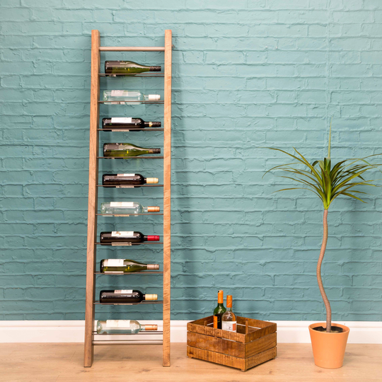 Industrial Style Leaning Ladder Wine Rack