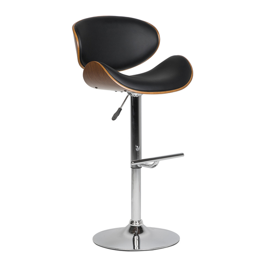 Faux Leather Swivel Bar Stool Black ROTTERDAM