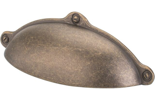 Antique Bronze Effect Drawer Cabinet Cup Handle, 64mm Fixing Centres, Cupboard Door Knob Or Dresser Pull
