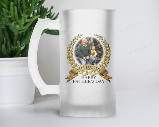 Personalised Dad Beer Glass, Frosted Stein, Father's Day Beer Tankard, Gifts For Him, Dad, Grandad