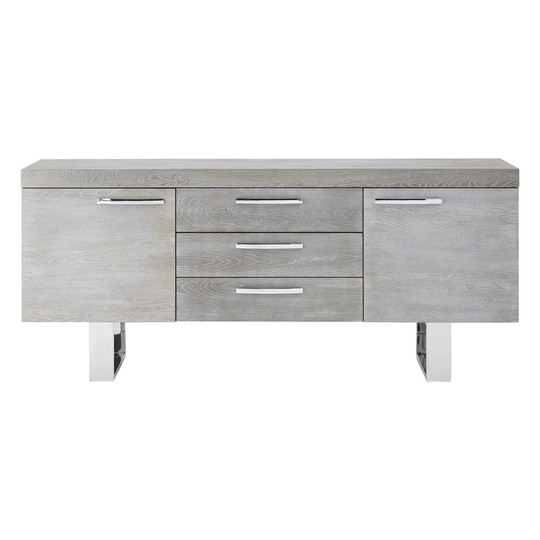 Sawicki 200 Cm Wide 3 Drawer Elm Solid Wood Sideboard