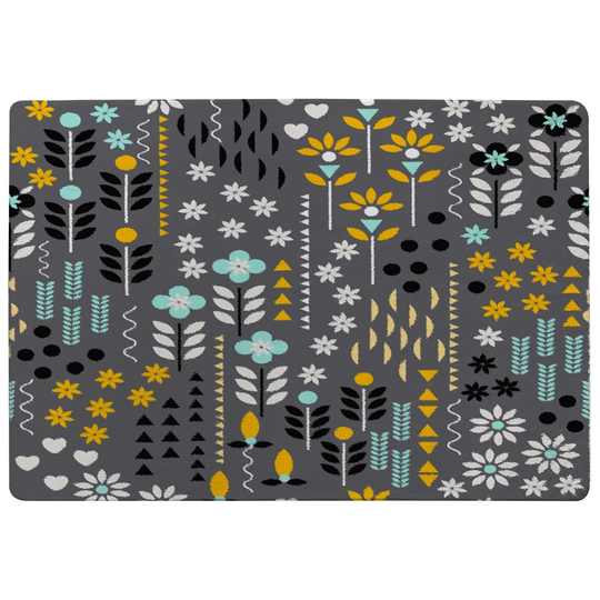 Hutson Flower Print Shaggy Grey/Yellow/White Rug