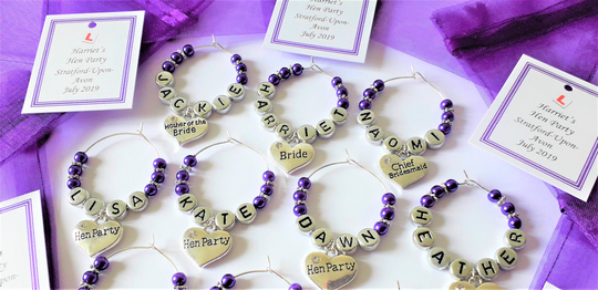 Personalised Name Wine Glass Charms - Bride To Be/Tribe Bridal Party Hen Wedding Favour Top Table Groom Motb Motg