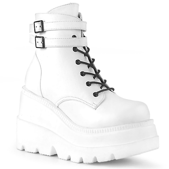 (7 (Adults')) Demonia SHAKER-52 Wht Vegan Leather