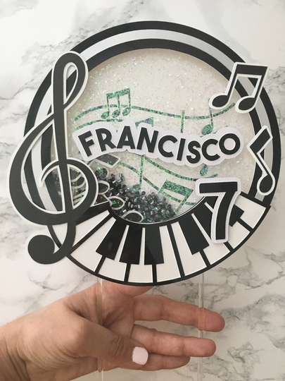 Piano Music Shaker Cake Topper, Decor, Piano Decorations, Birthday Party, Party