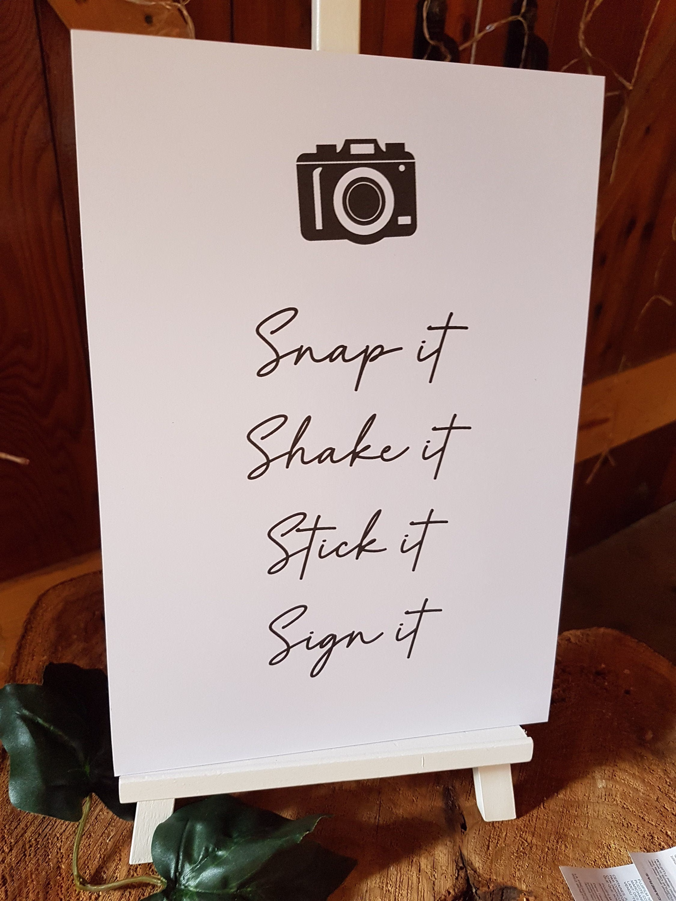 Snap It Shake Stick Sign Polaroid Photo Wedding Guestbook Sign